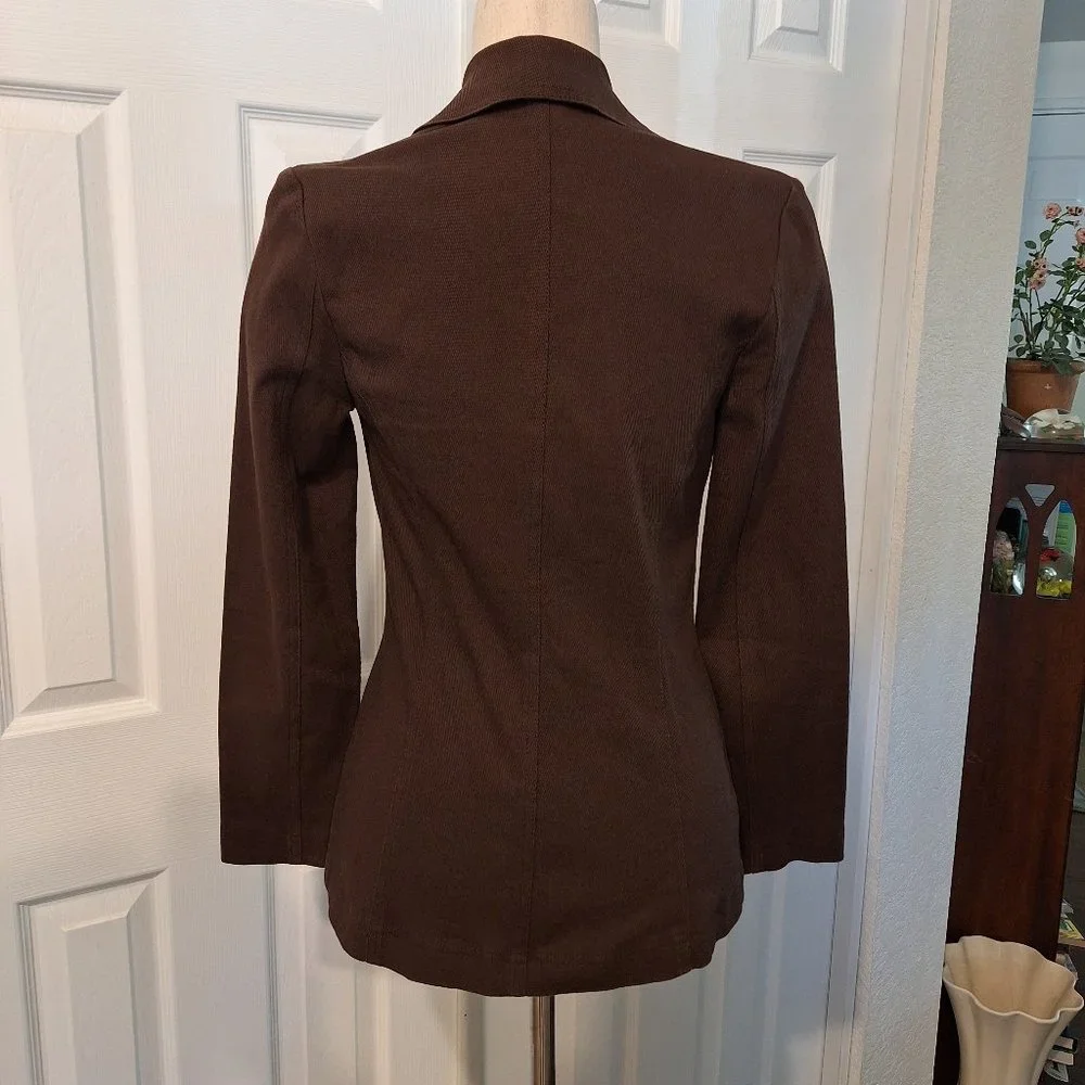 BCBG Brown Blazer Jacket Vintage Size 2 Corduroy Texture - Picture 5 of 10